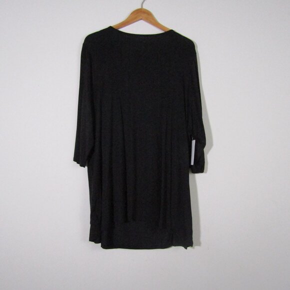 Roaman's Layered Shift Dress 1X Black Casual Classic Lagenlook Stretchy NWT - Picture 8 of 12